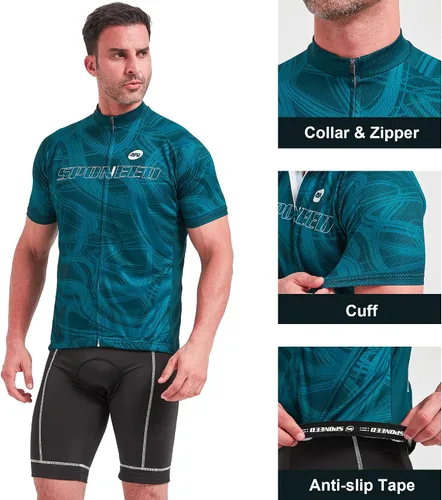 Miniatura 75 de sponeed - Jerséis de ciclismo para hombre, tops, camisas de ciclismo, manga corta, atuendo de ciclismo, chaqueta de ciclismo de cierre completo