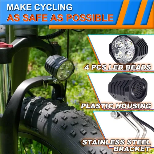 Miniatura 3 de Faro delantero para bicicleta eléctrica de 48 V, 36 V, compatible con 12 V-60 V, conector impermeable de 2 pines