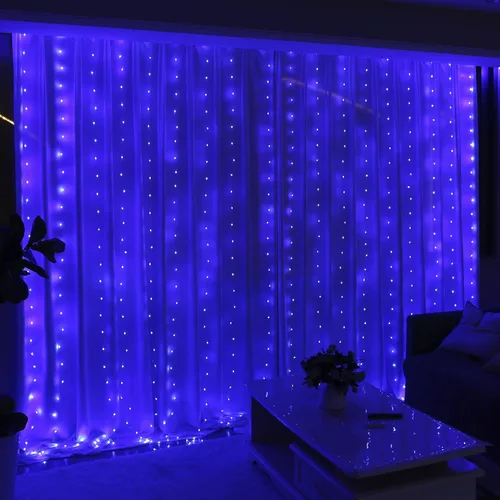 Miniatura 9 de HXWEIYE 300 luces LED de cortina de hadas, 9.8 x 9.8 pies, enchufe USB, 8 modos de luces colgantes de Navidad con control remoto para dormitorio