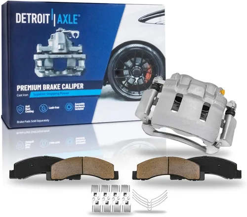 Detroit Axle - Kit de freno delantero para Ford 2000-2005 Excursion 1999-2004 F-250 F-350 Super Duty Pinza de freno de disco con soporte Pastillas