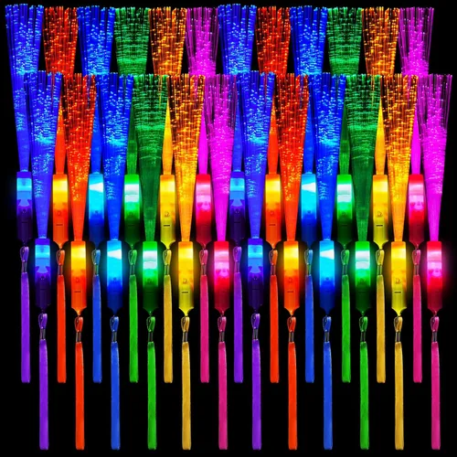 Kasyat Varitas de fibra brillante, 10 varitas de fibra óptica, varitas LED de colores intermitentes, accesorios para bodas, regalos de fiesta de