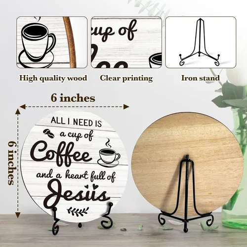 Miniatura 2 de Letrero de Jesús de madera, decoración cristiana de café para estación de barra en el hogar, regalo religioso para amantes, decoración rústica