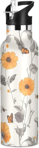 Miniatura 12 de Retro Dahlia Pink BPA-Free Leak Proof Sports Insulated Water Bottle with Leak Proof Spout Lid Double Wall Vacuum Bike Running Sports Travel Gym