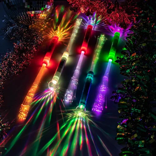 Liliful Varitas de fibra óptica con luz LED, 8 varitas de Halloween que brillan en la oscuridad, suministros de fiesta intermitentes a granel para