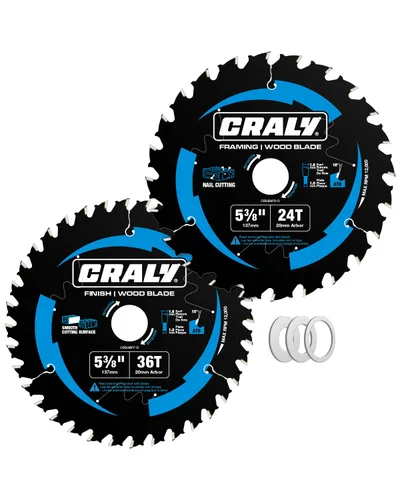 Miniatura 15 de CRALY - Hoja de sierra circular de 5-1/2 pulgadas, 36 dientes, acabado fino para corte de madera, eje de 5/8 pulgadas, punta de carburo, corte