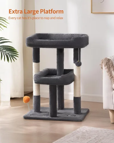 Miniatura 3 de FourFurPets Árbol para gatos de 27.6 pulgadas, torre para gatos de interior, condominio para gatos grandes, árbol pequeño para gatos con poste
