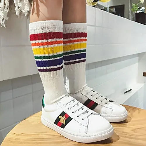Miniatura 4 de Xiyadun Calcetines deportivos unisex de algodón para niños pequeños y niños pequeños (0-7 años), Arcoiris (Rainbow)