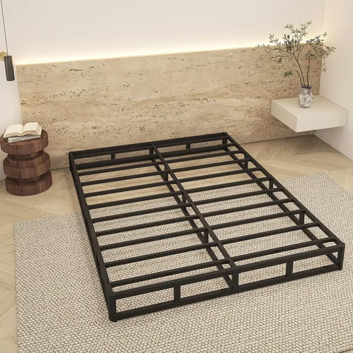 Miniatura 6 de Base de cama tamaño Queen de 7 pulgadas de alto, base de colchón de metal resistente de 3000 libras con funda de tela, fácil montaje, silenciosa
