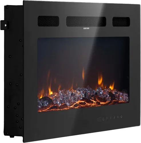 Miniatura 9 de VEVOR Chimenea eléctrica de 42 pulgadas, chimenea empotrada en la pared con control remoto, temporizador, 1500 W, brillo de color de llama