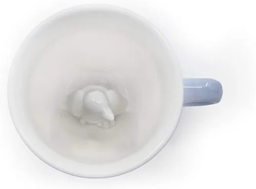 Miniatura 4 de Creature Cups - Taza de cerámica de pingüino – Taza de café azul hielo de 11 oz con pingüino 3D oculto en el interior – Regalo único para amantes
