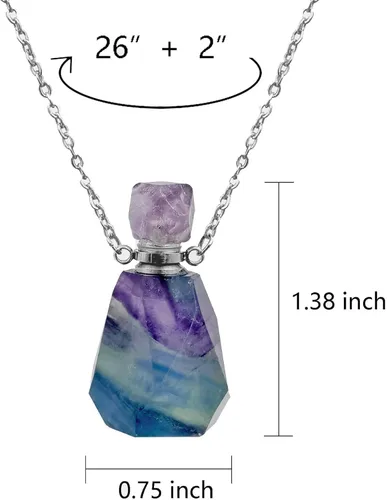 Miniatura 47 de Perfume Bottle Necklace Heart Shape, Amethyst Necklace Healing Crystal for Women, Essential Oil Diffuser Bottle Necklace Jewelry for Liquid