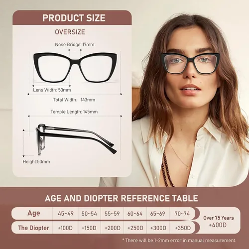 Miniatura 5 de Gafas de lectura bifocales para mujer, ojo de gato, de gran tamaño, bloqueo de luz azul, para lectores de computadora, gafas de diseñador Bifocales