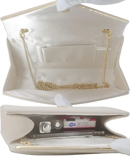 Miniatura 6 de Bolso de mano clásico de cuero vegano con sobres, bolso de noche plegable