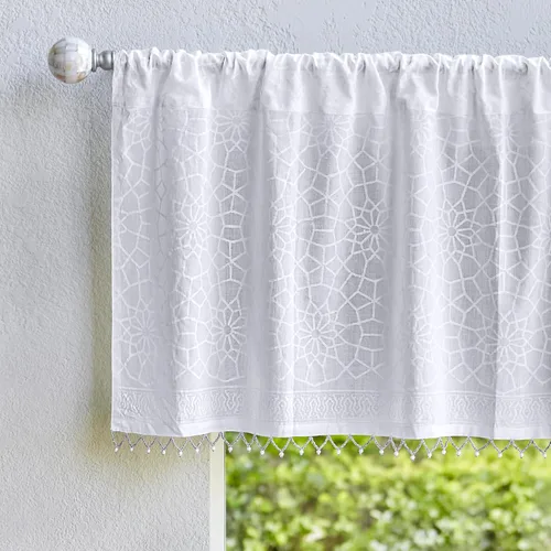 Miniatura 15 de Saffron Marigold Cortina de cenefa impresa a mano con ribete de cuentas, principal de verano indio naranja, perfecta para cocina, dormitorio, baño