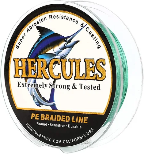 HERCULES Línea de pesca trenzada rentable súper fundida de 8 hebras de 10LB a 300LB de resistencia para agua salada, 109/328/547/1094 yardas Verde