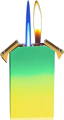 Cool Jet - Encendedor de doble llama, bonito estético, recargable y ajustable, regalo para hombres, velas de chimenea, camping, barbacoa (sin gas)