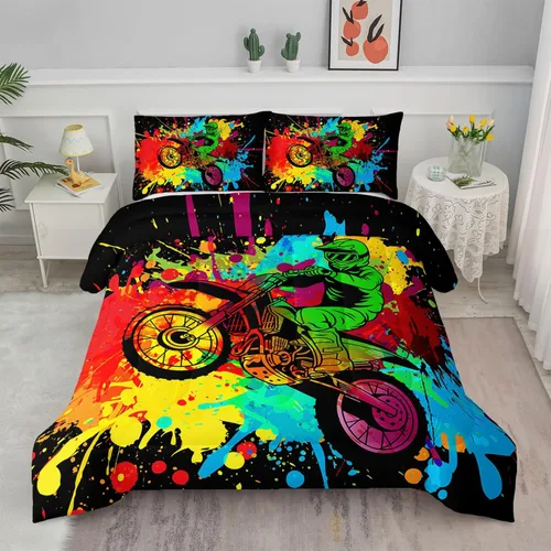 Miniatura 20 de Juego de edredón para niños Axolotl, tamaño individual, juego de ropa de cama con diseño de autos de carreras para niños, niñas, adolescentes