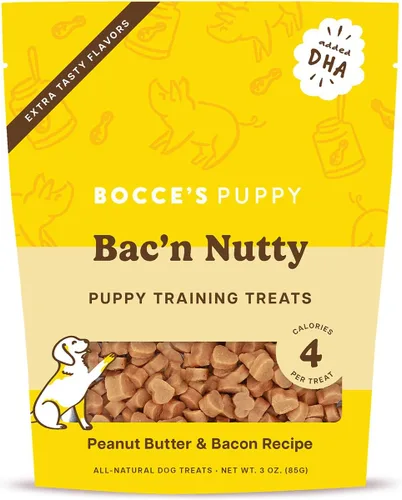 Bocce's Bakery Puppy Bac'n Nutty - Golosinas de entrenamiento para perros, sin trigo, hechas con ingredientes reales, horneadas en los Estados