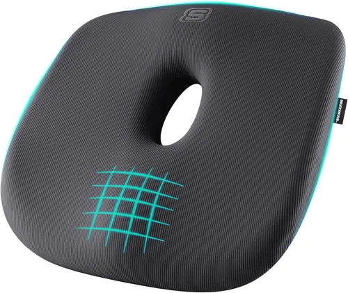 Miniatura 13 de Skechers Cojín de asiento de espuma viscoelástica, cojín para silla de oficina con forma de dona para aliviar el dolor de coxis, almohada para silla