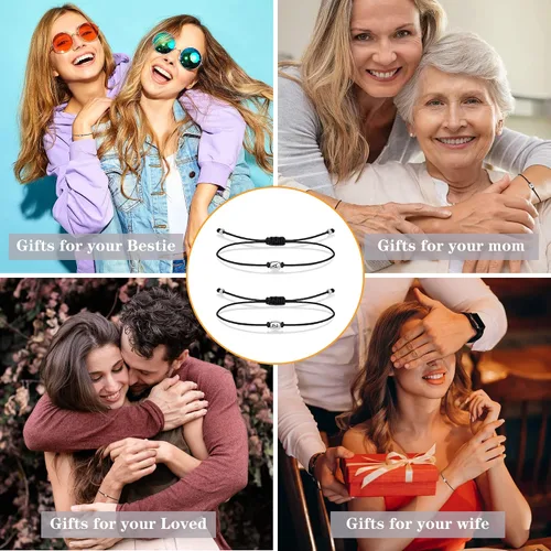 Miniatura 4 de Btysun Pinky Promise Pulseras para parejas, amigos, regalos iniciales a juego, regalos de cumpleaños para mujeres, novia, novio, mejor amigo