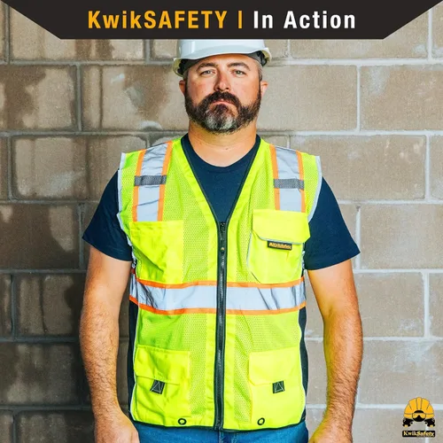 Miniatura 6 de KwikSafety - Charlotte, NC - Chaleco de seguridad clásico y supremo [bolsillo gigante] Clase 2 Trabajo PPE ANSI probado OSHA Cumple con OSHA Naranja