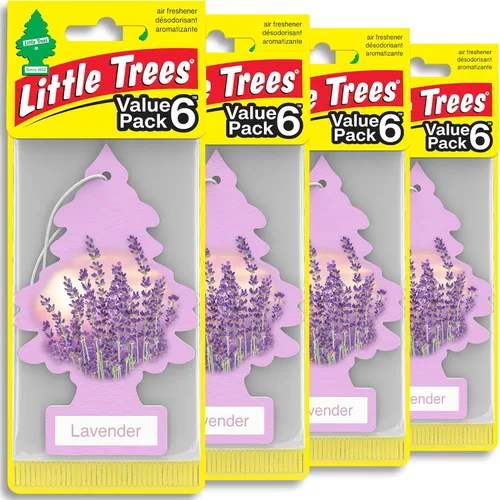 Little Trees - Ambientador de árbol colgante que proporciona un aroma de larga duración para tu hogar o tu auto. Aroma Lavanda, 24 unidades