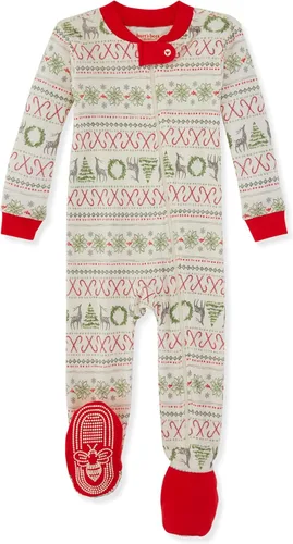 Burt's Bees Baby - Pijama para niña, con cremallera delantera y pies cerrados antideslizantes, de algodón orgánico 100%, para niñas pequeñas