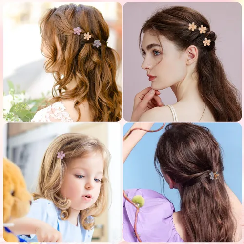 Miniatura 5 de CWJCYTNSN 16 unidades de pequeñas pinzas para el cabello para mujeres y niñas, mini pinzas de flores de cristal, pinzas de metal lindas de 0.8