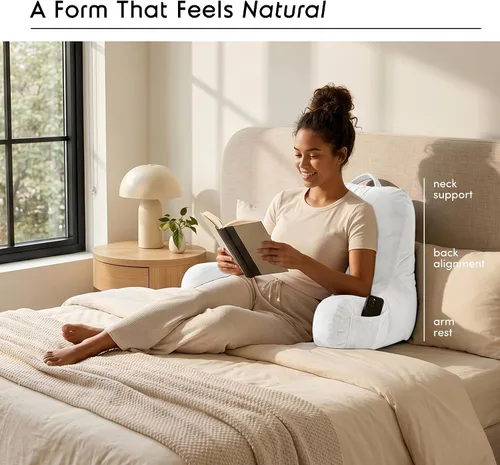 Miniatura 2 de Nestl Almohada de lectura para niños y adolescentes con espuma viscoelástica triturada, almohadas de respaldo para leer, ver y jugar, uso