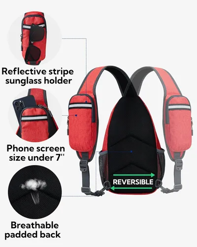 Miniatura 85 de WATERFLY Bolsa pequeña de senderismo: mochila cruzada para el pecho, mochila para hombres y mujeres con correa de hombro agradable a la piel