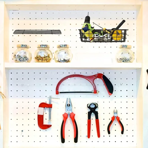 Miniatura 5 de 8 cestas de tablero de clavijas, estantes de tablero de clavijas, estantes de alambre para tablero de clavijas, organizador de pared, accesorios