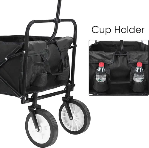 Miniatura 4 de Kaito TC3015 Carro utilitario plegable para exteriores con ruedas de 8 pulgadas y mango acolchado (negro)
