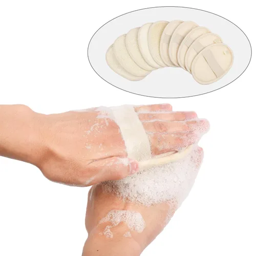 Miniatura 4 de 10 unidades de almohadillas exfoliantes de esponja de luffa - Luffa natural y tela de rizo, estropajos corporales para ducha y baño Mooerca 1