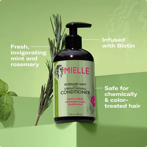 Miniatura 6 de Mielle Organics - Acondicionador capilar fortalecedor de romero y menta para mujeres y hombres - Acondicionador hidratante y desenredante infundido