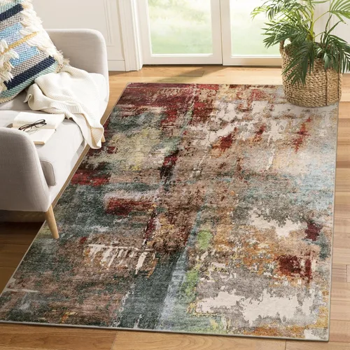 Miniatura 50 de Lahome Alfombra redonda moderna abstracta de 3 pies, color azul, lavable, de 3 x 3 pies, para cocina, entrada, suave, pequeña, antideslizante