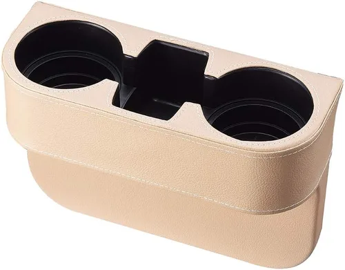 BEIGE Organizador Multifuncional de Portavasos para Automóvil Organizador de Asiento de Automóvil Rellenador de Espacios Almacenamiento de Botellas