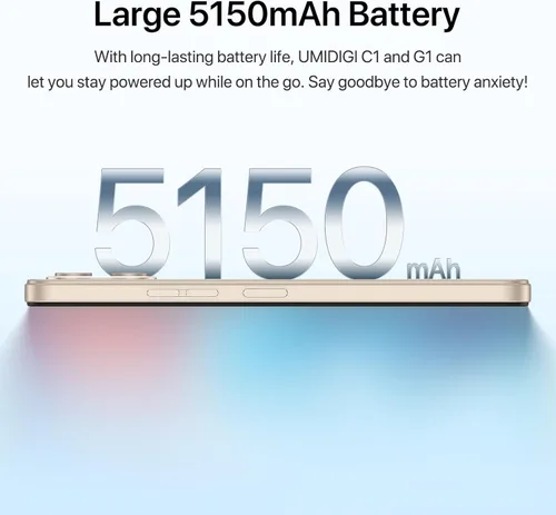 Miniatura 4 de UMIDIGI Teléfono celular G1 Dual Sim 4G LTE Global Desbloqueado Teléfono, Unisoc T610 hasta 1.8GHz, 2+32GB 256G Expandible, 6.52" HD+, 5150mAh