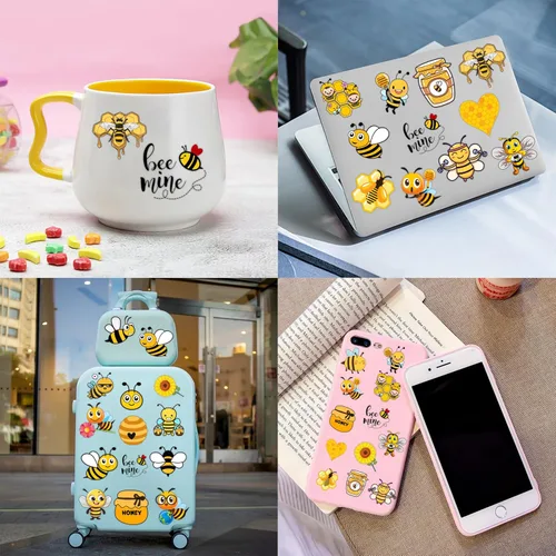 Miniatura 8 de Juego de 72 piezas para fiesta de abejas, 48 tatuajes temporales y 24 pulseras de bofetada, suministros de cumpleaños con temática de abejorro