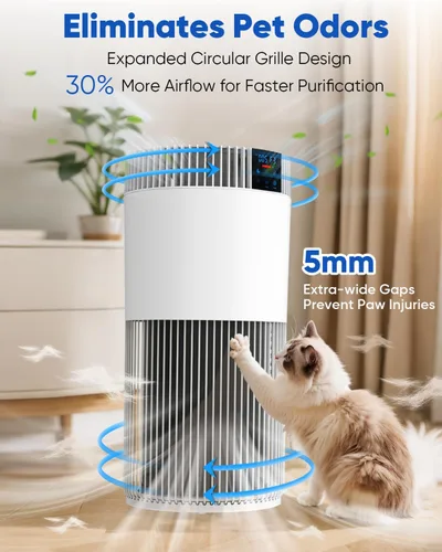Miniatura 7 de Purificador de aire para habitación grande del hogar de 2500 pies cuadrados con filtros lavables, purificador de aire para mascotas para dormitorio