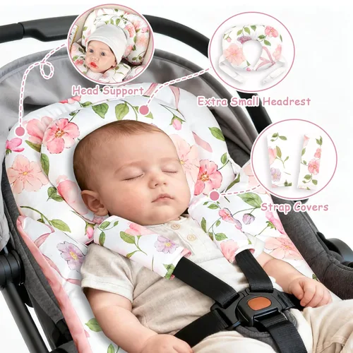 Miniatura 5 de Inserto de asiento de automóvil infantil con cojín extraíble para niñas bebés, inserto reversible para asiento de automóvil recién nacido