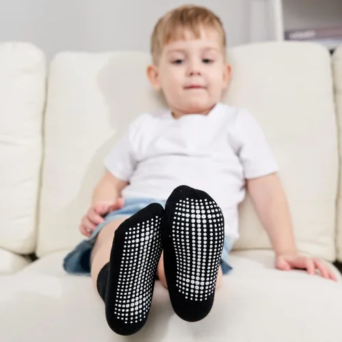 Miniatura 2 de Zaples - Calcetines con suela antideslizante y altura media para bebés, niños y niñas Negro
