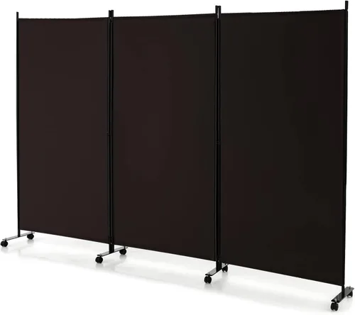 Miniatura 15 de GOFLAME Divisor de habitación plegable de 4 paneles, pantalla de privacidad enrollable de 6 pies con ruedas bloqueables, pantalla de partición