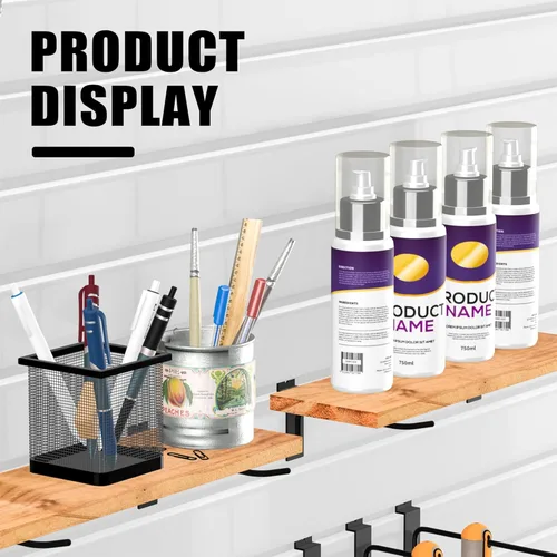 Miniatura 5 de Ganchos de pared de listones de 4 pulgadas, gancho de pared de listones negros, 25 ganchos para accesorios de panel de pared de listones