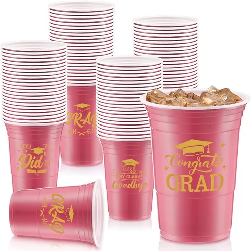 Miniatura 10 de Yinder 48 vasos de plástico desechables para fiesta de graduación, decoraciones de graduación de 16 onzas, tazas de estadio de grado 2026, bebidas