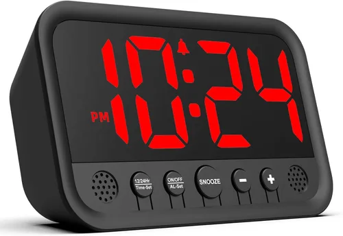 Miniatura 8 de Pequeño reloj digital LED para dormitorio, reloj despertador fuerte para adultos y adolescentes que duermen mucho Reloj de escritorio eléctrico