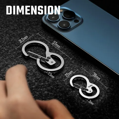 Miniatura 5 de KeyUnity Mosquetón de acero inoxidable, mini clips, llavero organizador para llaves, linterna, cuchillo plegable y silbatos