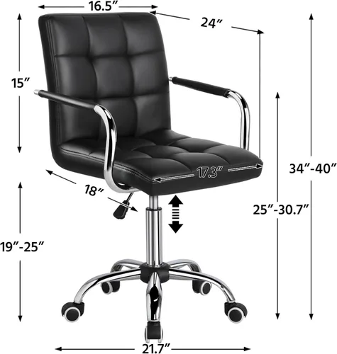 Miniatura 3 de Yaheetech - Silla de escritorio - Silla de oficina con brazos/ruedas para estudiantes, giratoria, de piel sintética, para computadora en casa