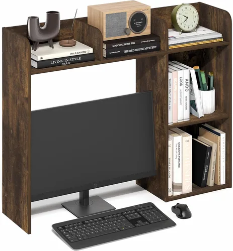 Miniatura 3 de Furinno Estante de escritorio clásico, gabinete de escritorio de 5 estantes, estante para libros, organizador de escritorio de 3 niveles