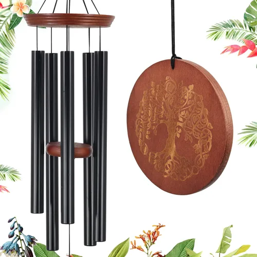 Miniatura 8 de Campanillas de viento para exteriores, campanillas de viento al aire libre para madre y abuela - Gran decoración colgante de jardín con grabado