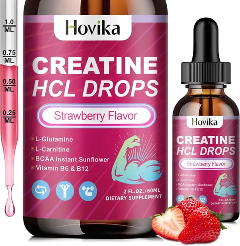 Miniatura 8 de Gotas líquidas de creatina HCL para hombres y mujeres, clorhidrato de creatina con L-carnitina, L-glutamina, BCAA, vitamina B12 y B6